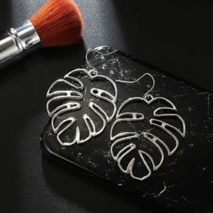 Silver Leaf Dangle Large Jungle Earrings